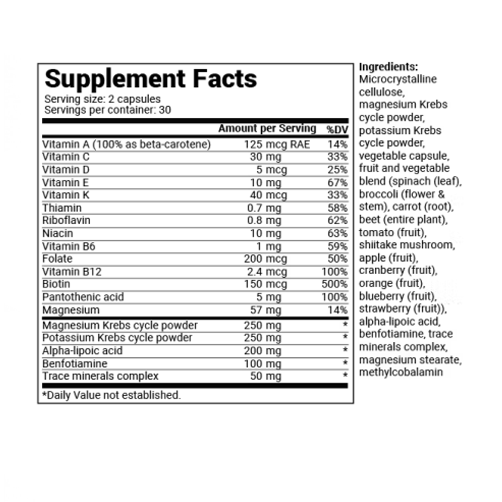 Натуральные мультивитамины с минералами (предыдущее название – Кето энергия)